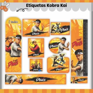 Etiqueta Escolar Cobra Kai Studio, Png e Pdf