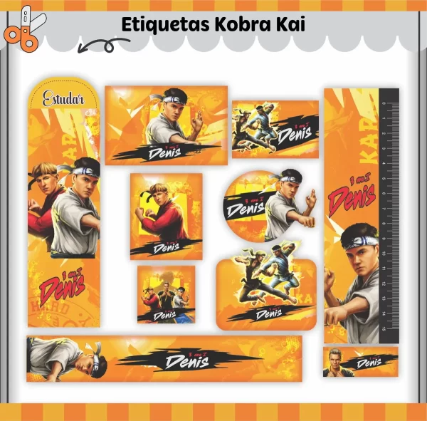 Etiqueta Escolar Cobra Kai Studio, Png e Pdf