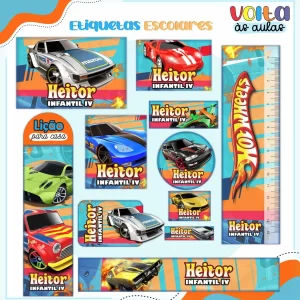 Etiqueta Escolar Digital Hot Wheels