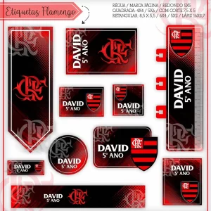 Etiqueta Escolar Flamengo Studio, Png e Pdf