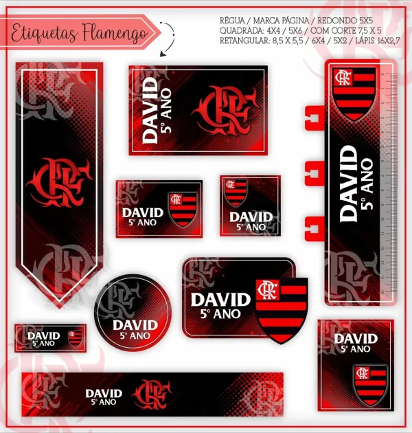 Etiqueta Escolar Flamengo Studio, Png e Pdf