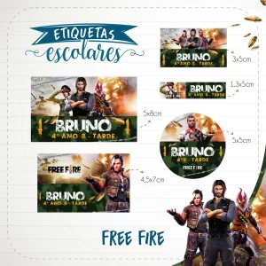 Etiqueta Escolar Free Fire Studio e Pdf