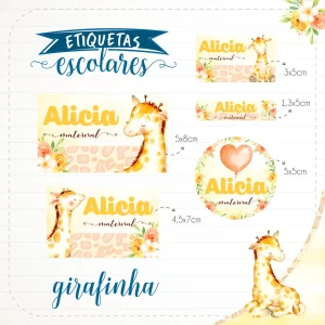 Etiqueta Escolar Girafinha Studio e Pdf