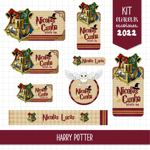 Etiqueta Escolar Harry Potter Studio e Png