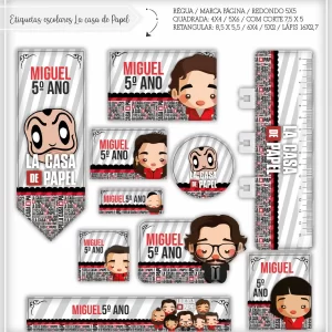 Etiqueta Escolar La Casa de Papel