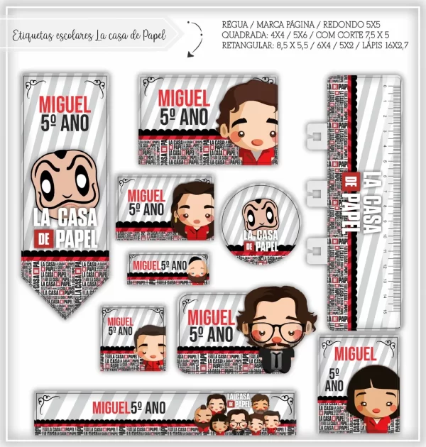 Etiqueta Escolar La Casa de Papel