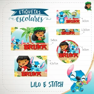 Etiqueta Escolar Lilo e Stitch Studio e Pdf