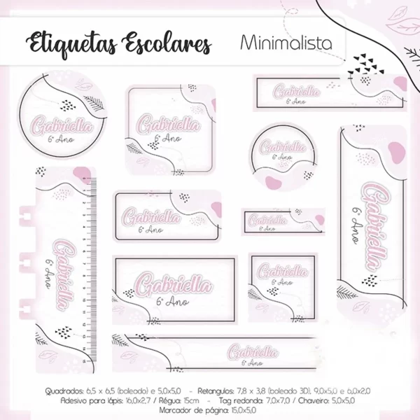 Etiqueta Escolar Minimalista Studio e Pdf