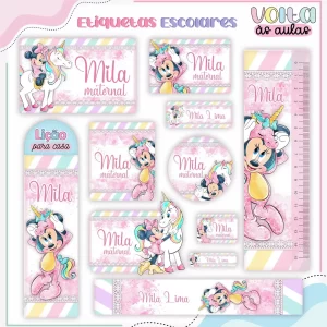 Etiqueta Escolar Minnie Studio, Png e Pdf