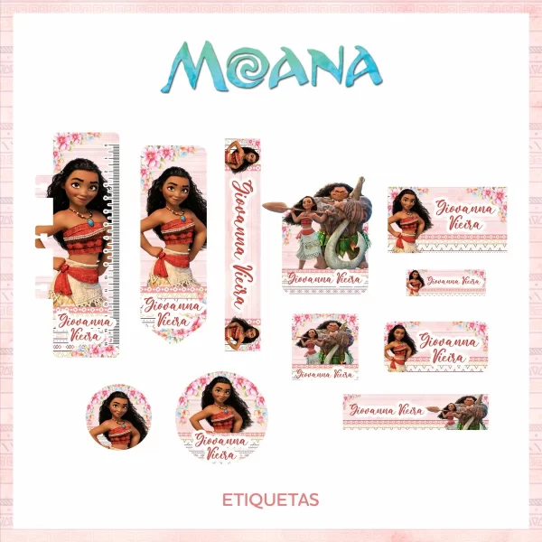 Etiqueta Escolar Moana Pdf e Png