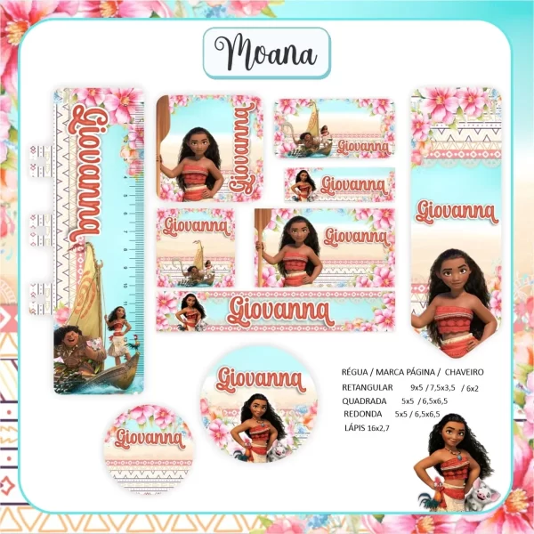 Etiqueta Escolar Moana Studio, Png e Pdf