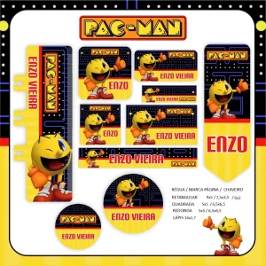 Etiqueta Escolar Pac Man Studio, Png e Pdf