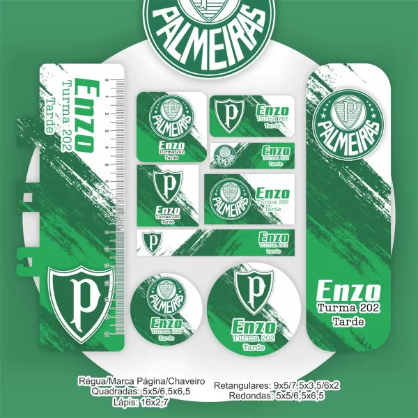 Etiqueta Escolar Palmeiras Pdf e Png