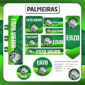 Etiqueta Escolar Palmeiras Studio, Pdf e Png