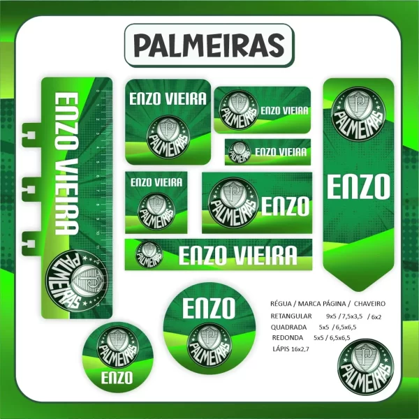 Etiqueta Escolar Palmeiras Studio, Pdf e Png