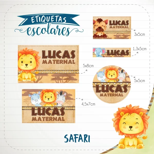 Etiqueta Escolar Safari Studio e Pdf