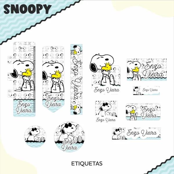 Etiqueta Escolar Snoopy Pdf e Png