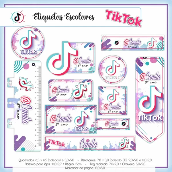 Etiqueta Escolar Tik Tok Studio e Pdf