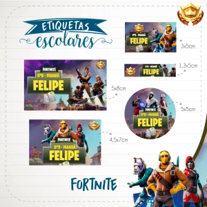 Etiqueta Escolar Fortnite Studio e Pdf