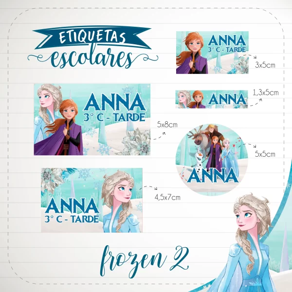 Etiqueta Digital Escolar Frozen Studio e Pdf