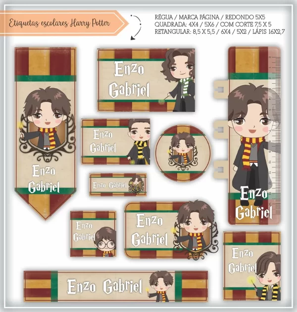 Festa Pronta Etiqueta Escolar Harry Potter