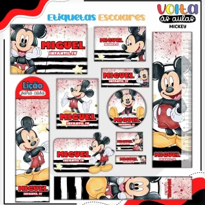 Festa Pronta Etiqueta Escolar Mickey