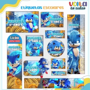 Festa Pronta Etiqueta Escolar Sonic