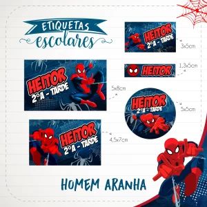 Arquivo Etiqueta Escolar Homem Aranha