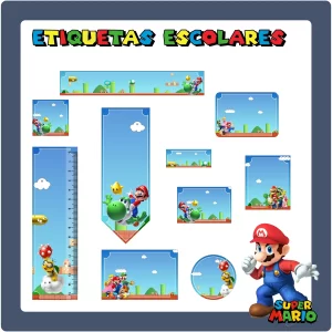 Etiqueta Escolar Mario Bros Studio