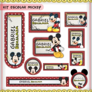 Moldes Digital Etiqueta Escolar Mickey