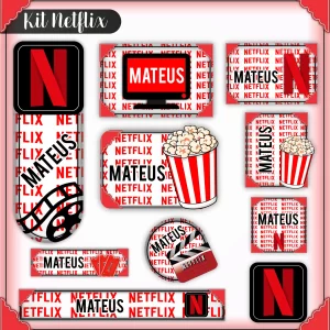 Etiqueta Escolar Netflix Studio, Cdr, Png e Pdf