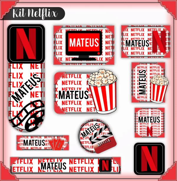 Etiqueta Escolar Netflix Studio, Cdr, Png e Pdf