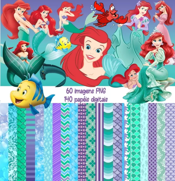 Papel Digital Scrapbook A Pequena Sereia