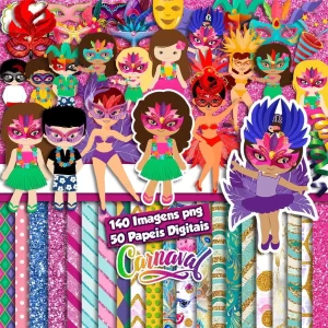 Papel Digital Scrapbook Carnaval Jpg e Png