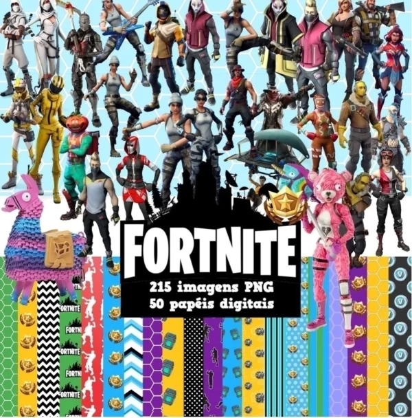 Papel Digital Scrapbook Fortnite Jpg e Png