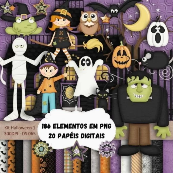 Papel Digital Scrapbook Halloween Jpg e Png