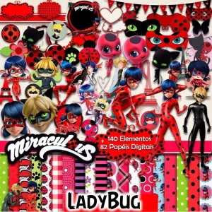 Papel Digital Scrapbook Ladybug Jpg e Png