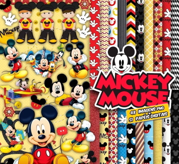 Papel Digital Scrapbook Mickey Mouse