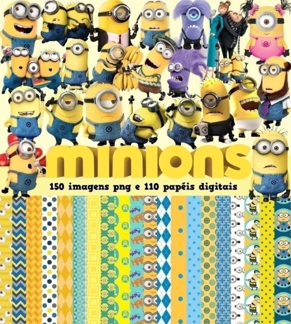 Papel Digital Scrapbook Minions Jpg e Png