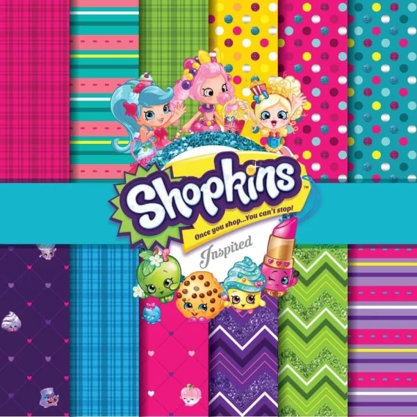 Papel Digital Scrapbook Shopkins Jpg e Png