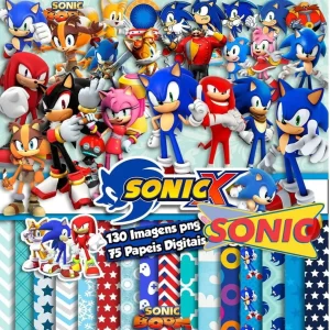 Papel Digital Scrapbook Sonic Jpg e Png