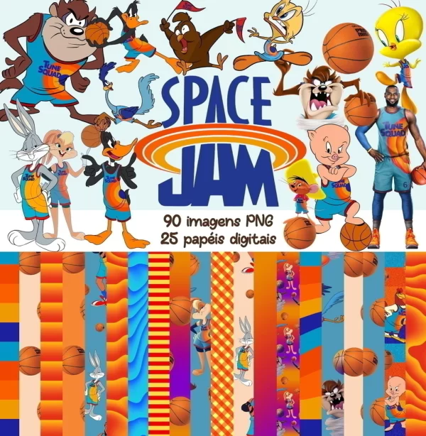 Papel Digital Scrapbook Space Jam Jpg e Png