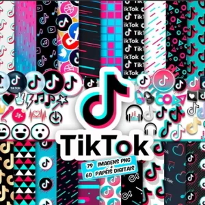 Papel Digital Scrapbook TikTok Jpg e Png