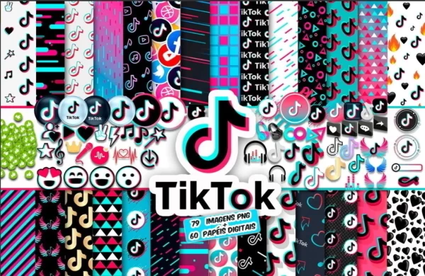 Papel Digital Scrapbook TikTok Jpg e Png