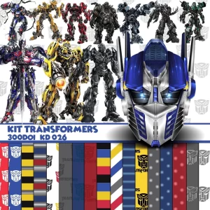 Papel Digital Scrapbook Transformers Jpg e Png