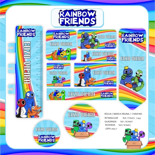 Etiqueta Escolar Rainbow Friends