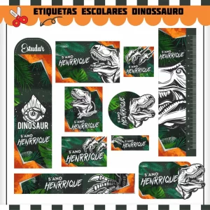 Tema Digital Etiqueta Escolar Dinossauros