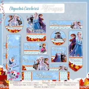 Tema Digital Etiqueta Escolar Frozen