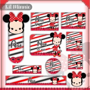 Tema Digital Etiqueta Escolar Minnie