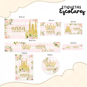 Tema Digital Etiqueta Escolar Princesas